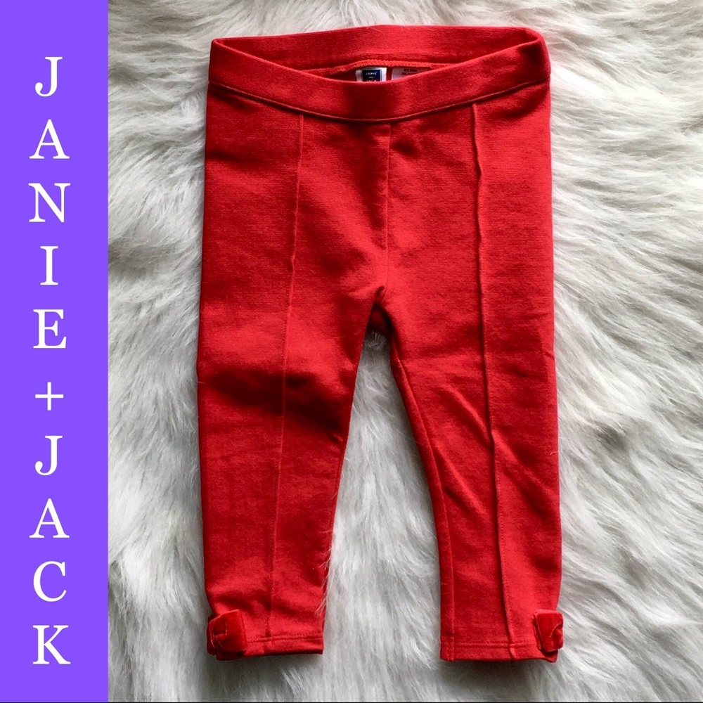 Janie and Jack Red Velvet Bow Cuff Ponte Pant